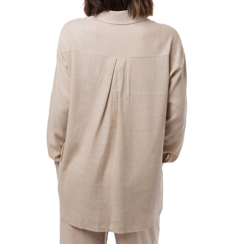 Camicia Beige da Donna in Misto Lino a Manica Lunga Swish Jeans