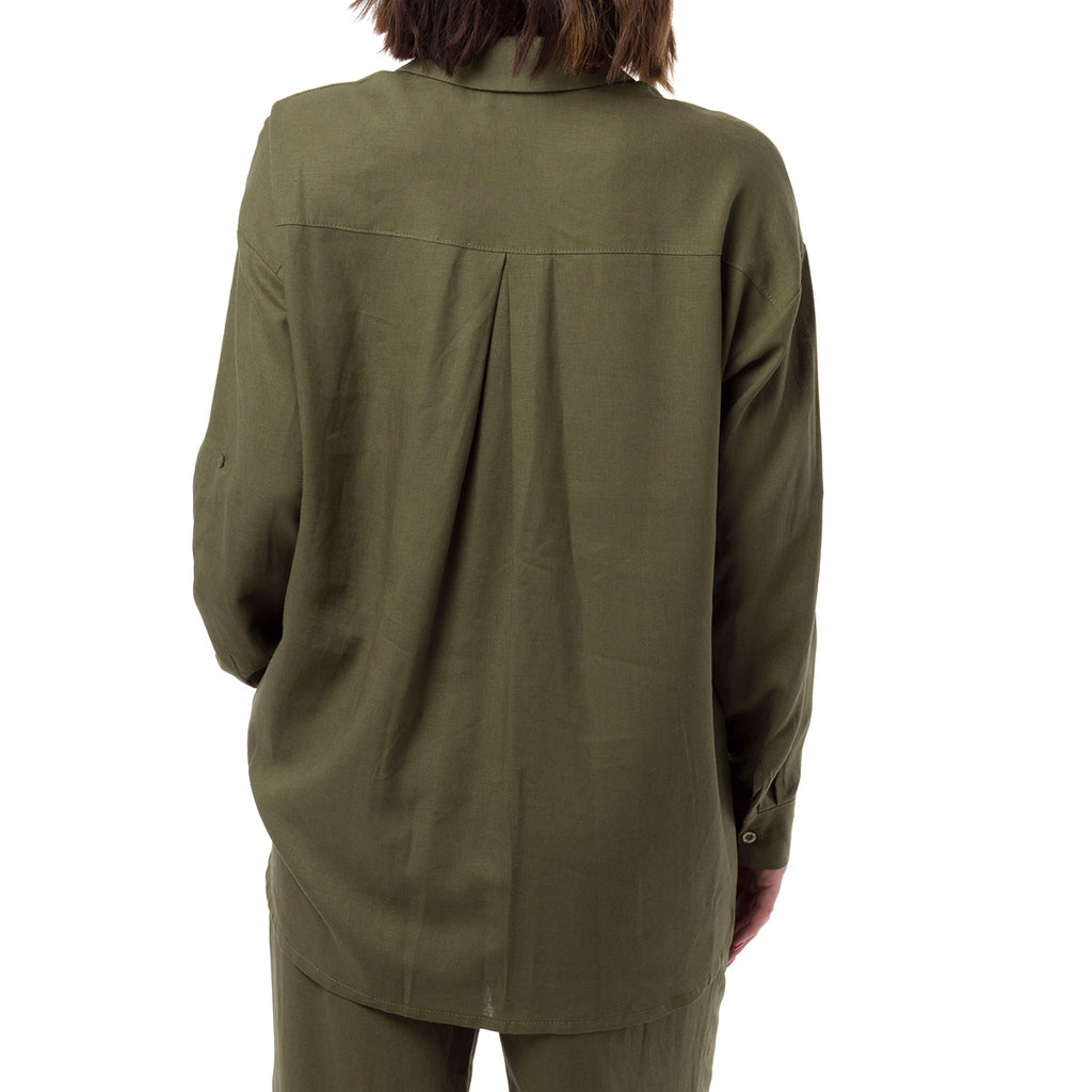 Camicia Verde da Donna in Misto Lino a Manica Lunga Swish Jeans