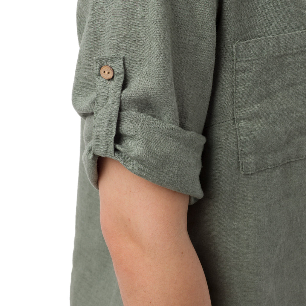 Camicia Verde da Donna in Misto Lino con Collo alla Coreana Swish Jeans