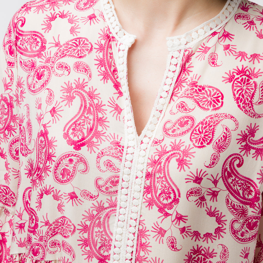 Abito da donna bianco con stampe fucsia Swish Jeans