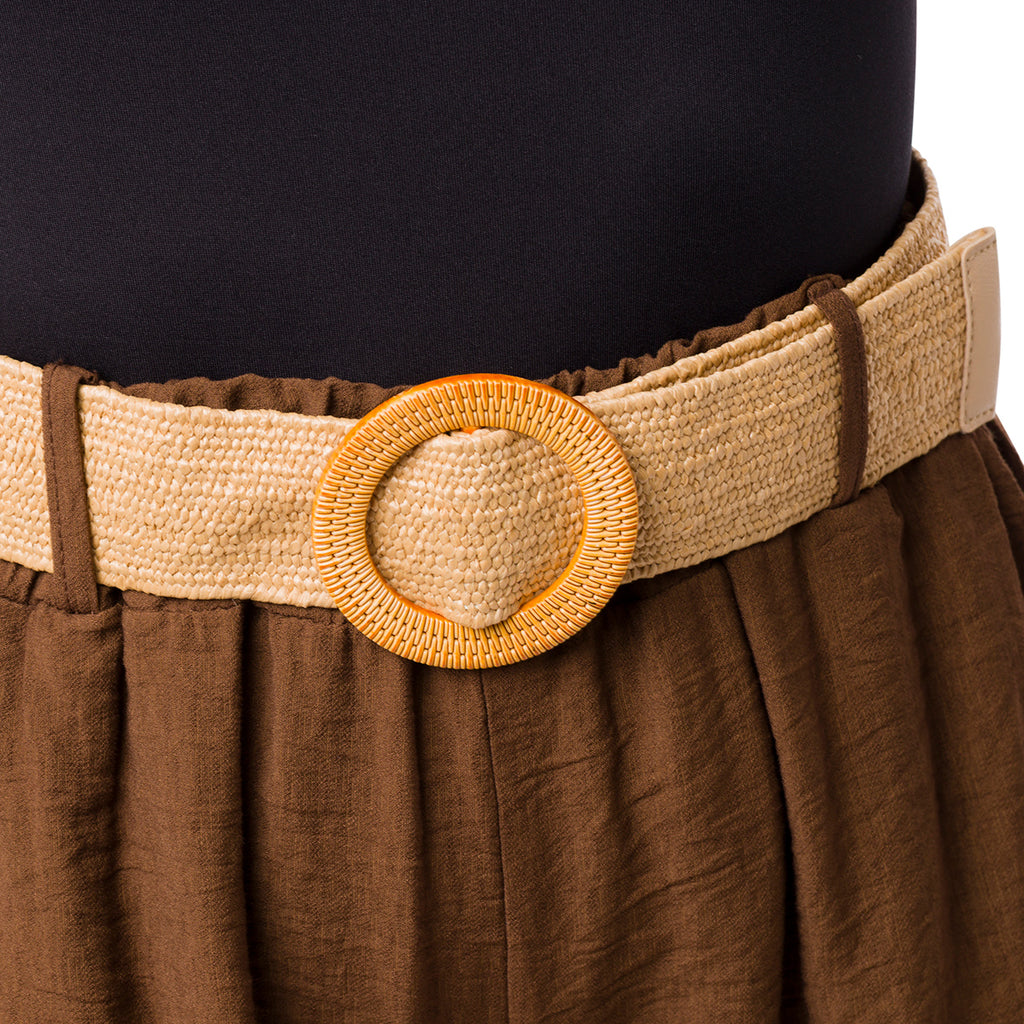 Bermuda Marroni da Donna con tasche a filetto e cintura in Rafia Swish Jeans