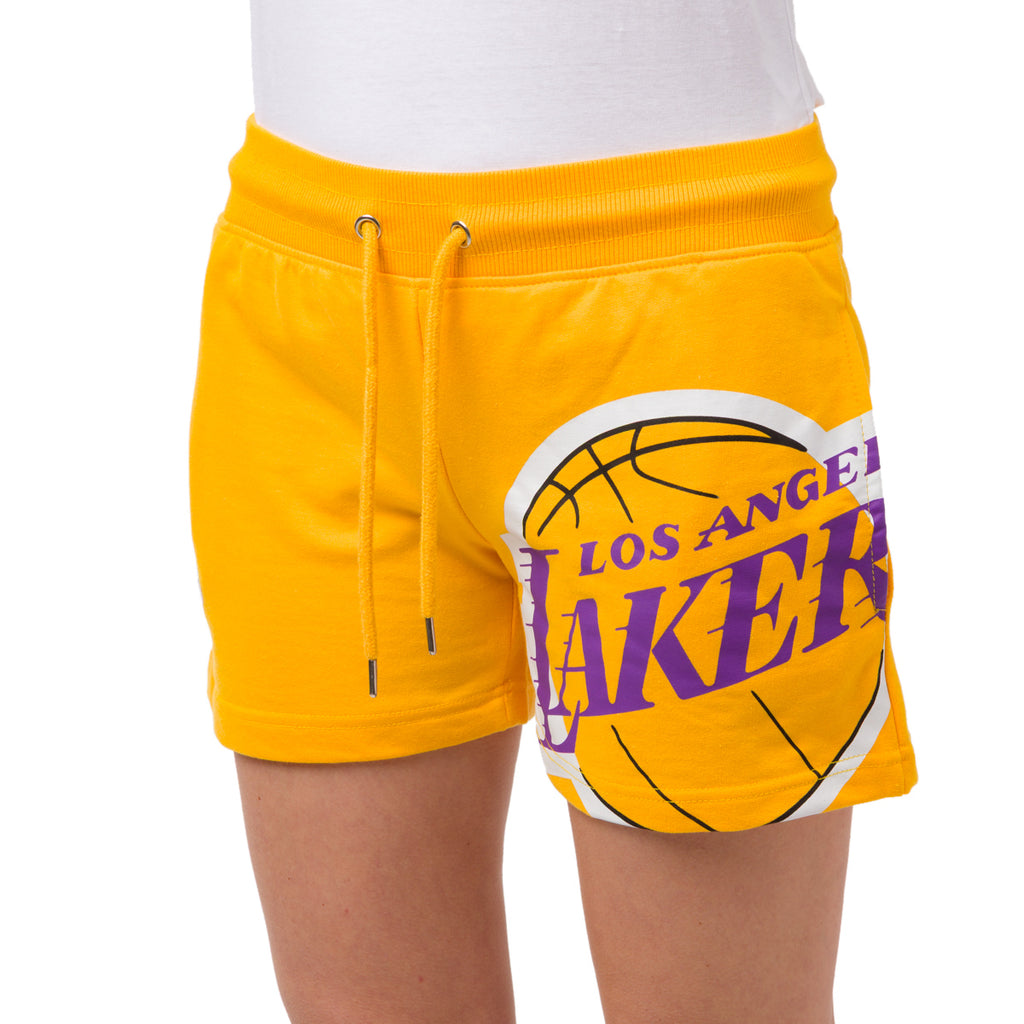 Pantaloncini corti sportivi da Donna giallo ocra con stampa LA Lakers NBA