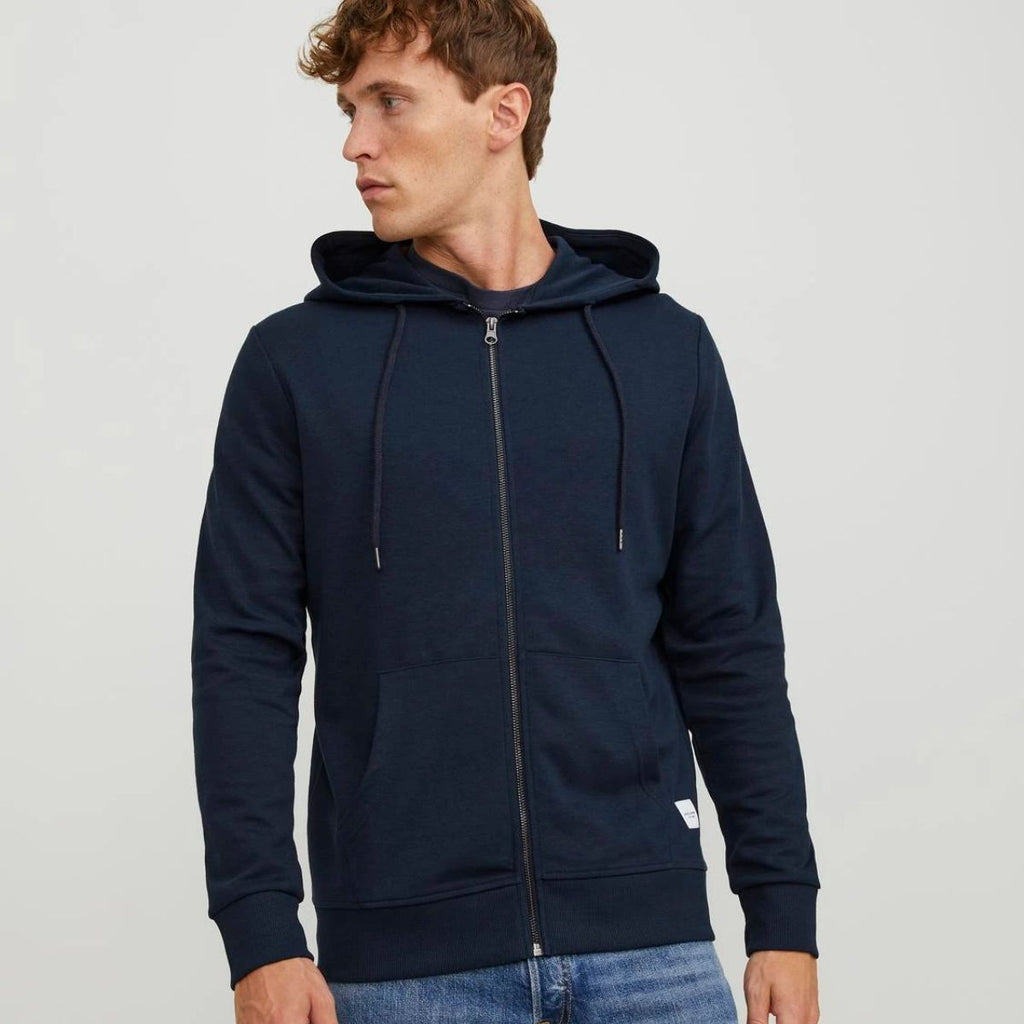 Felpa da uomo blu navy con cappuccio e zip Jack & Jones