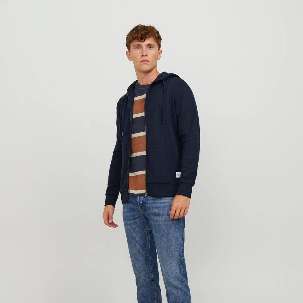 Felpa da uomo blu navy con cappuccio e zip Jack & Jones