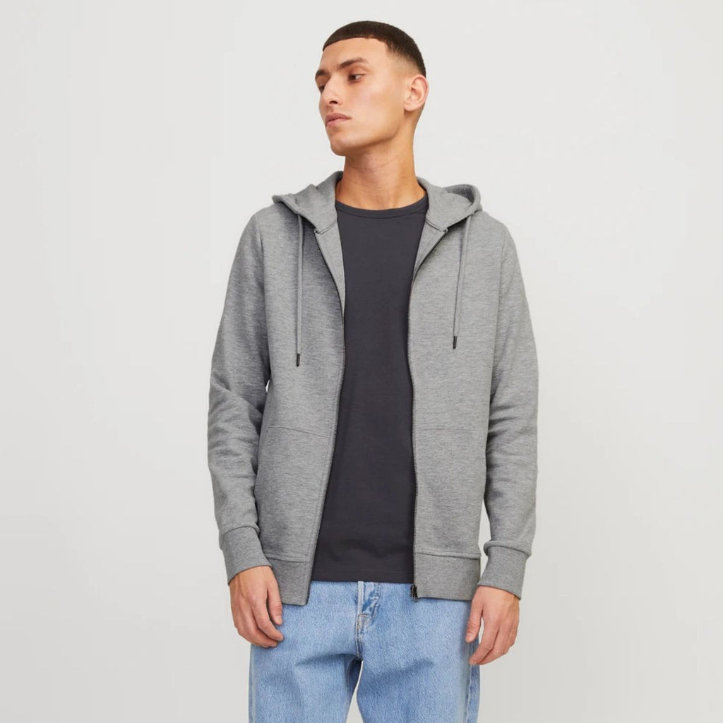 Felpa da uomo grigia con zip e cappucio Jack & Jones