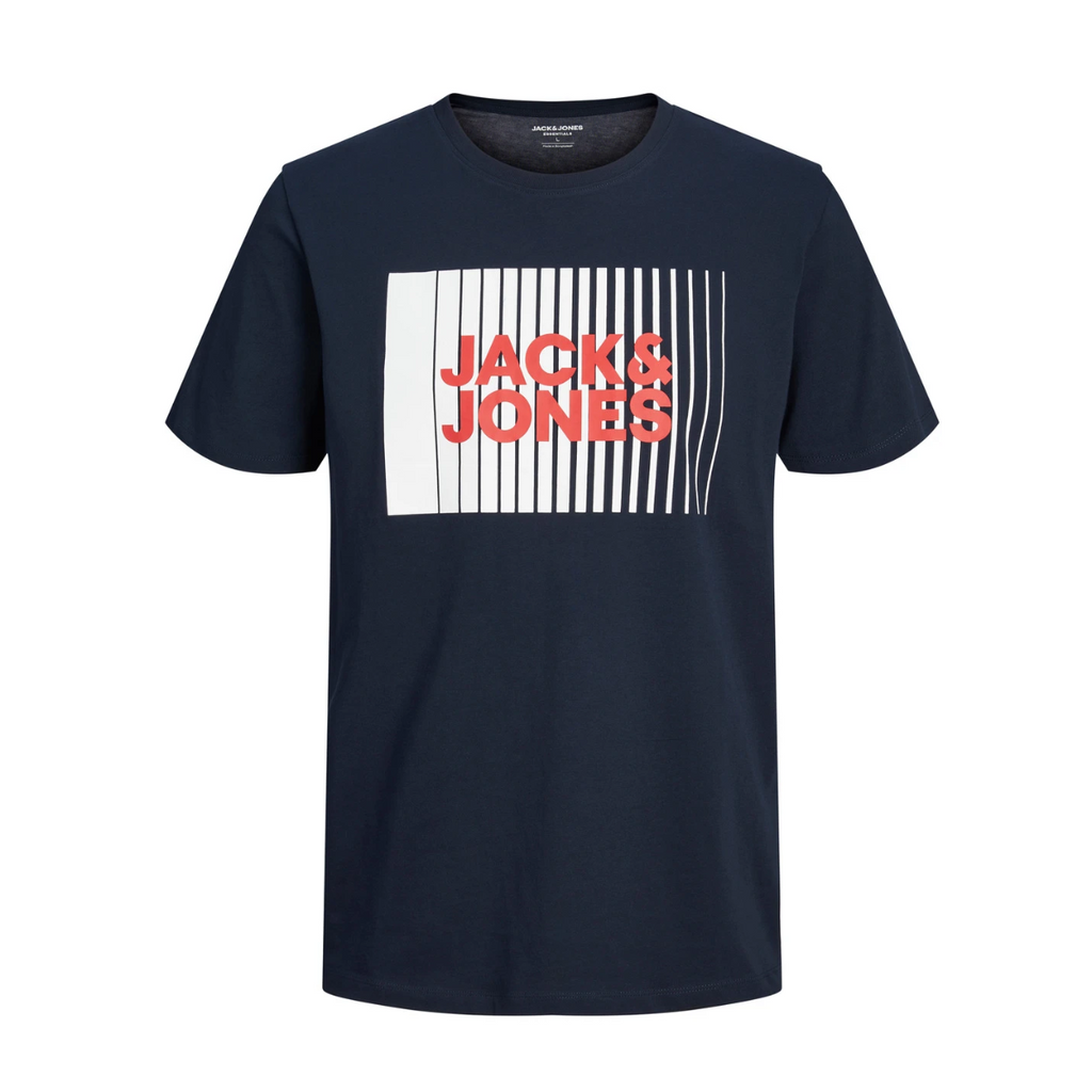 T-shirt da uomo blu navy con logo frontale Jack & Jones