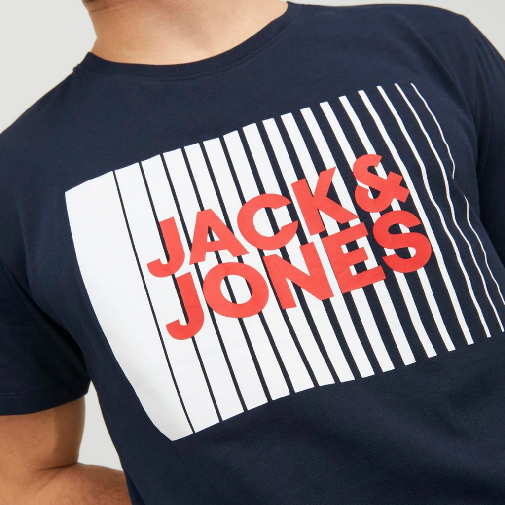 T-shirt da uomo blu navy con logo frontale Jack & Jones