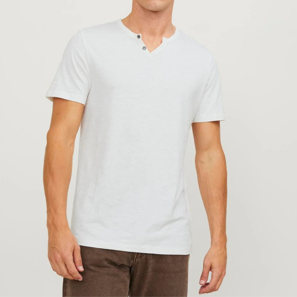 T-shirt da uomo bianco panna in cotone Jack & Jones
