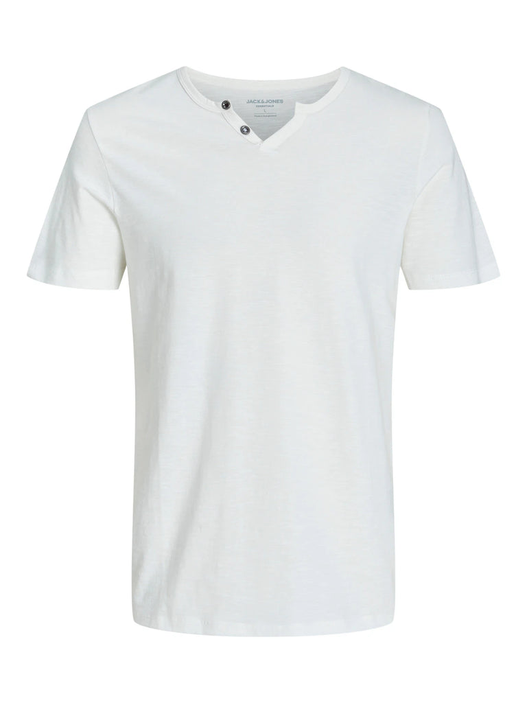 T-shirt da uomo bianco panna in cotone Jack & Jones