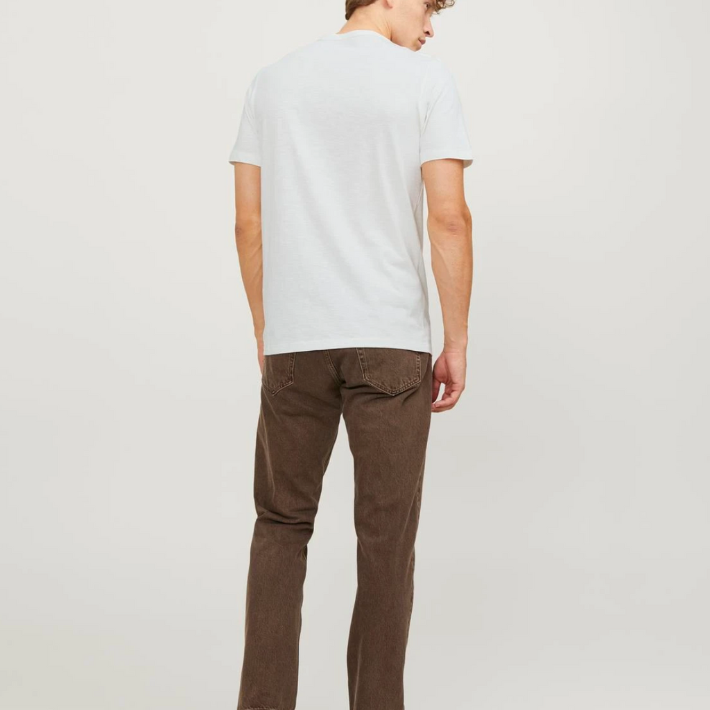 T-shirt da uomo bianco panna in cotone Jack & Jones