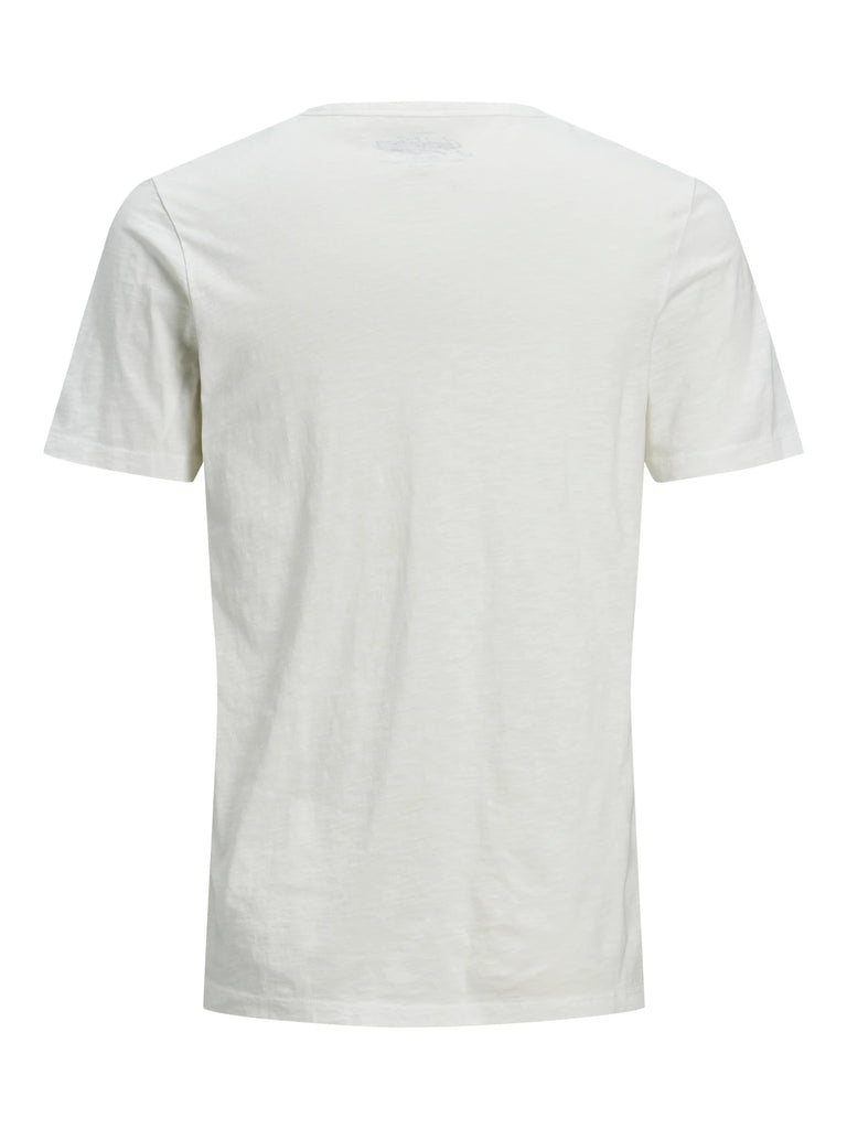 T-shirt da uomo bianco panna in cotone Jack & Jones