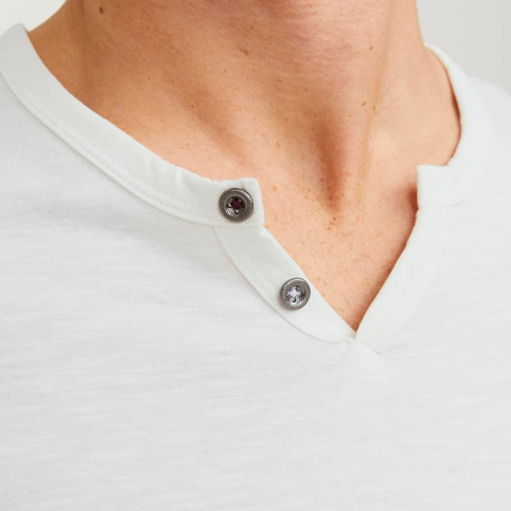T-shirt da uomo bianco panna in cotone Jack & Jones