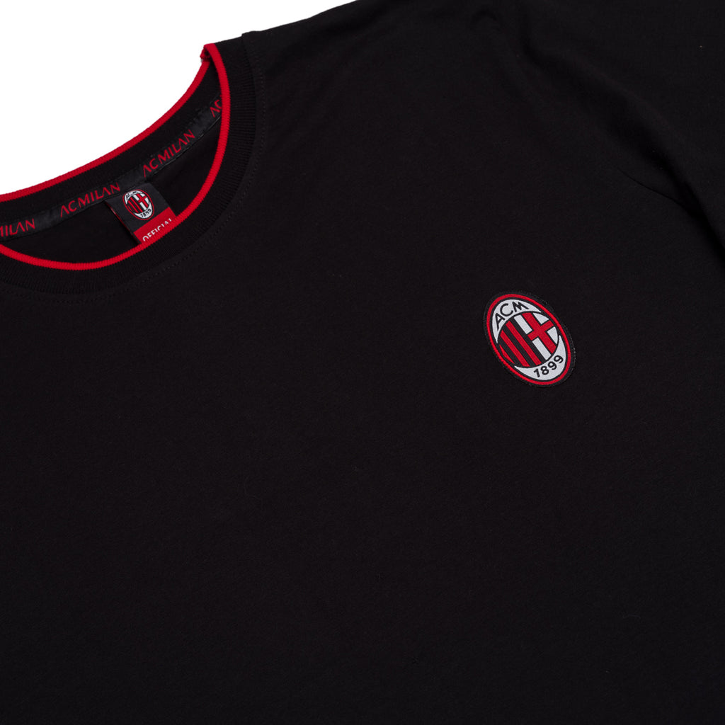 Maglia girocollo nera da uomo con logo Milan