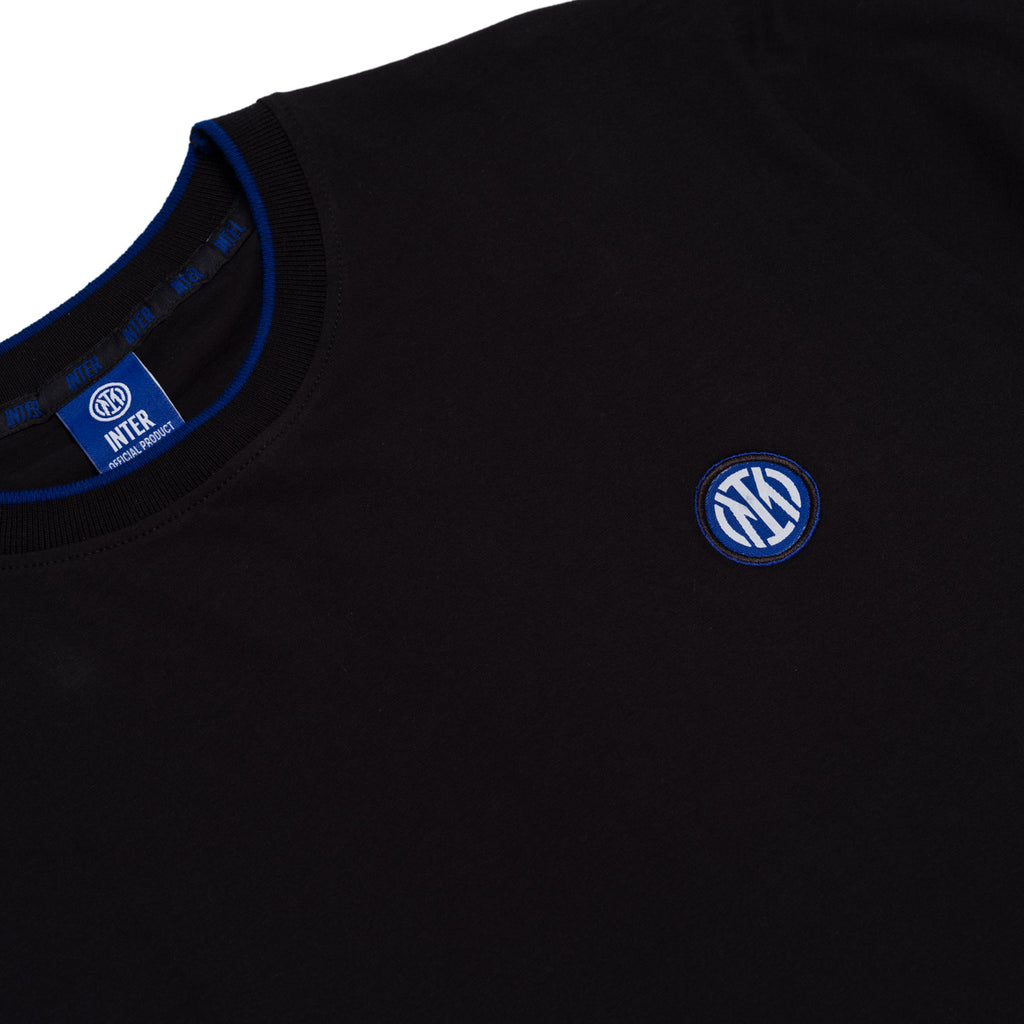 Maglia girocollo da uomo nera con logo Inter