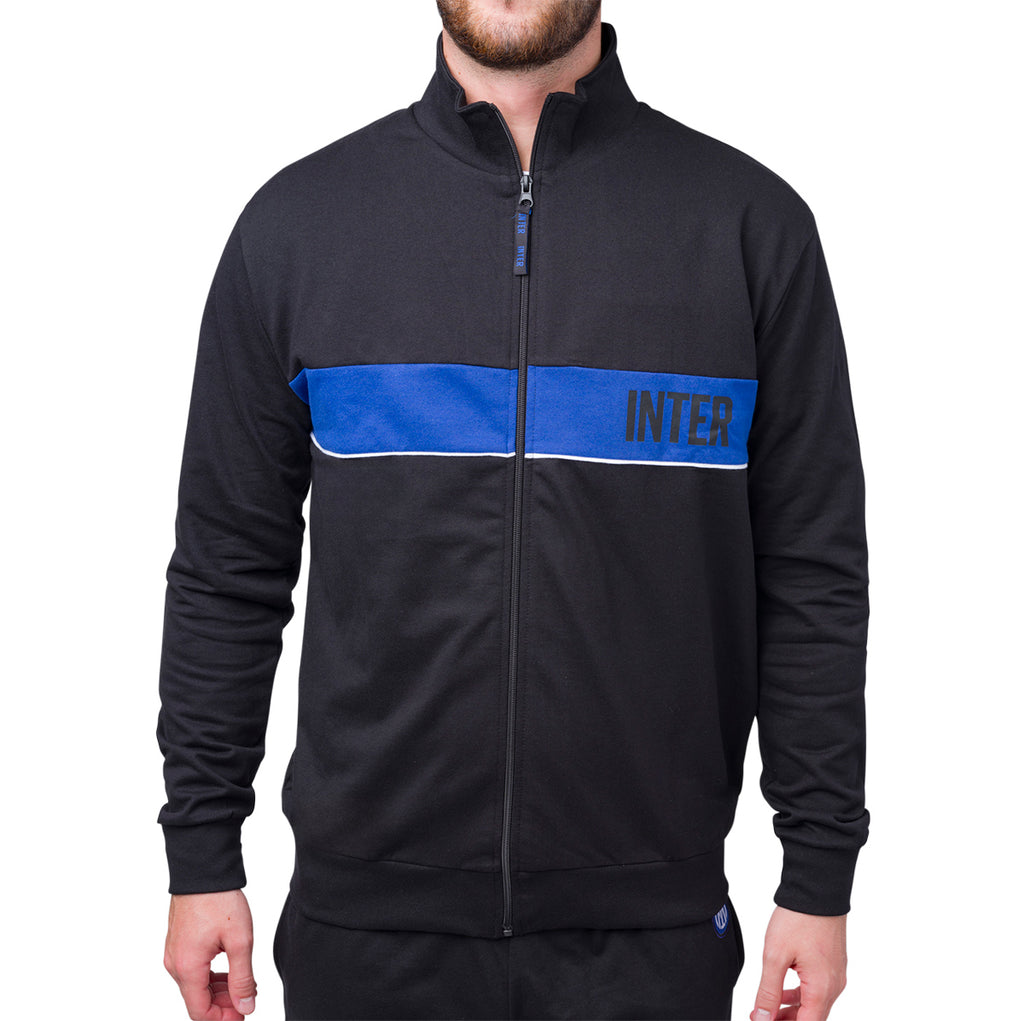 Pigiama invernale da uomo nero e blu con logo Inter