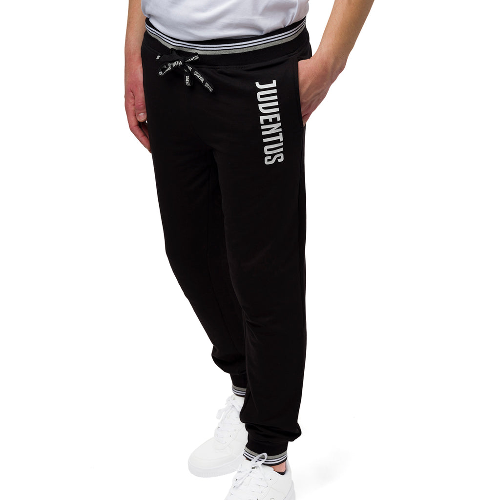 Pantaloni joggers da uomo neri e bianchi con logo Juventus