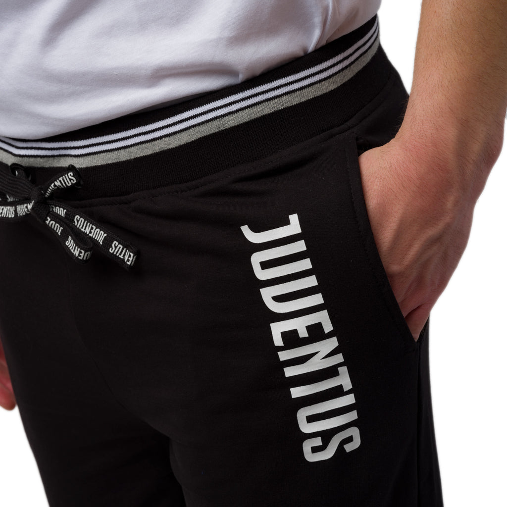 Pantaloni joggers da uomo neri e bianchi con logo Juventus