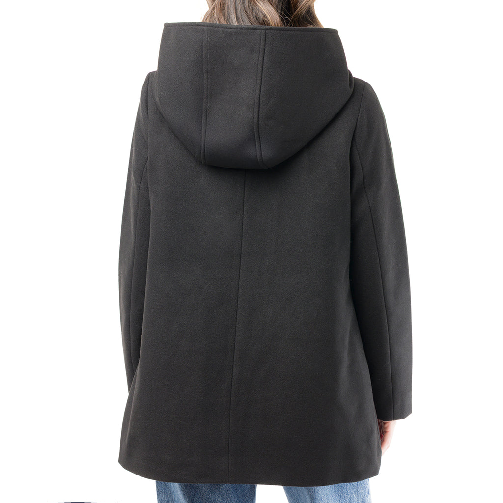 Cappotto da donna nero con cappuccio e chiusura doppiopetto Vero Moda