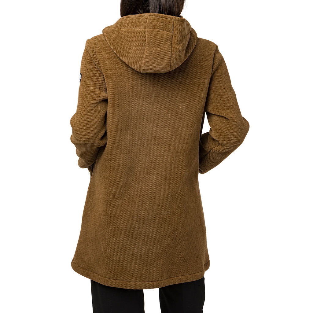 Cappotto marrone da donna con cappuccio e bottoni Swish Jeans