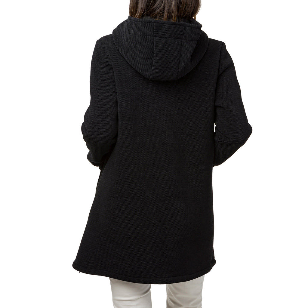 Cappotto nero da donna con cappuccio e bottoni Swish Jeans