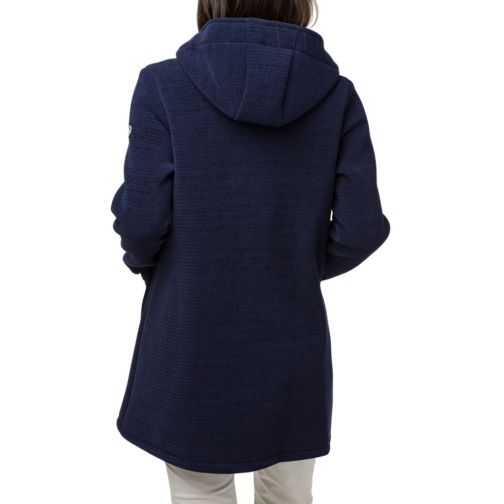 Cappotto blu da donna con cappuccio e bottoni Swish Jeans