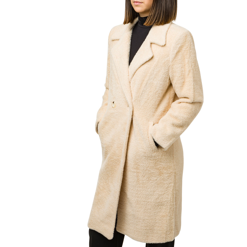Cappotto lungo da donna bianco avorio con bottoni Swish Jeans