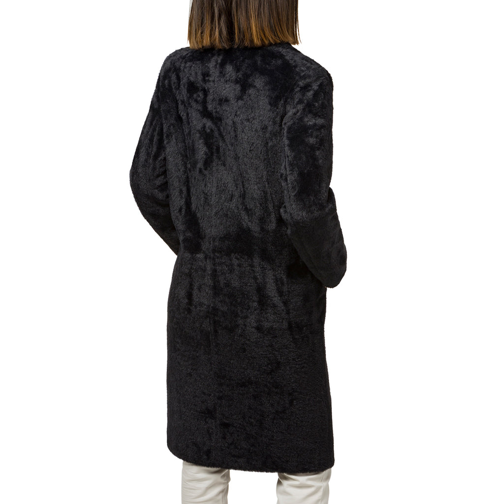 Cappotto lungo da donna nero con bottoni Swish Jeans