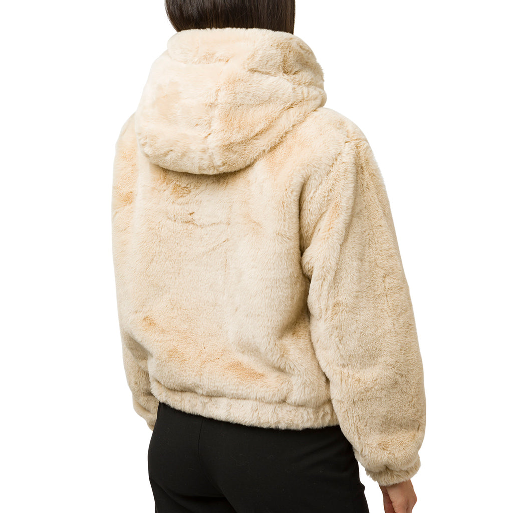 Bomber pelliccia sintetica beige da donna con chiusura a zip Swish Jeans