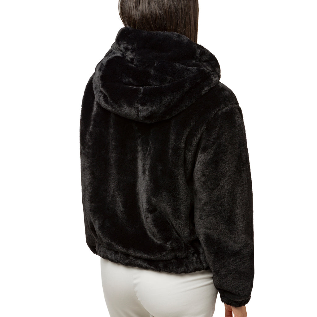 Bomber pelliccia sintetica nero da donna con chiusura a zip Swish Jeans