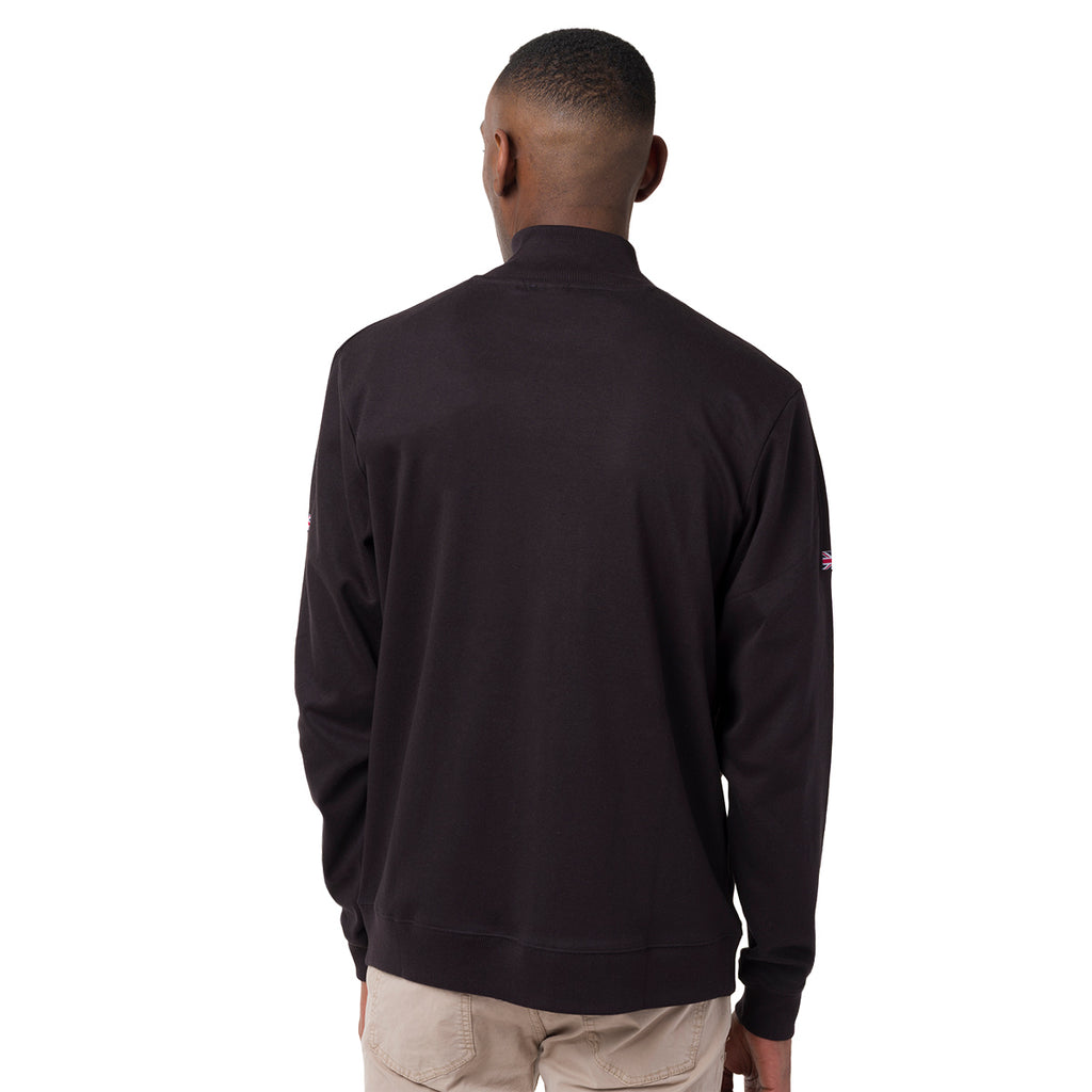 Felpa Nera da Uomo in Cotone con Zip e Logo Ricamato Lonsdale
