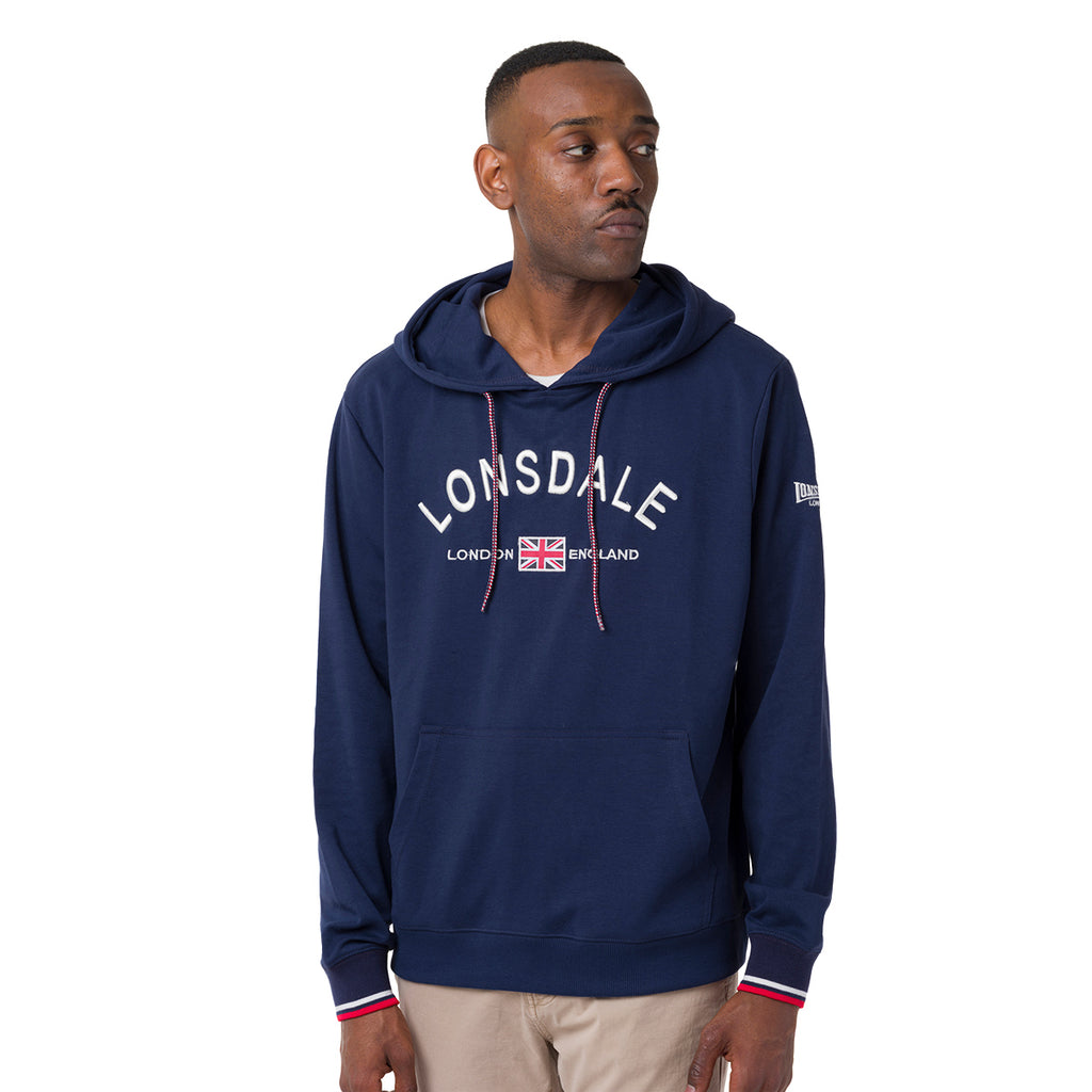 Felpa Blu navy da Uomo con logo a contrasto e cappuccio Lonsdale