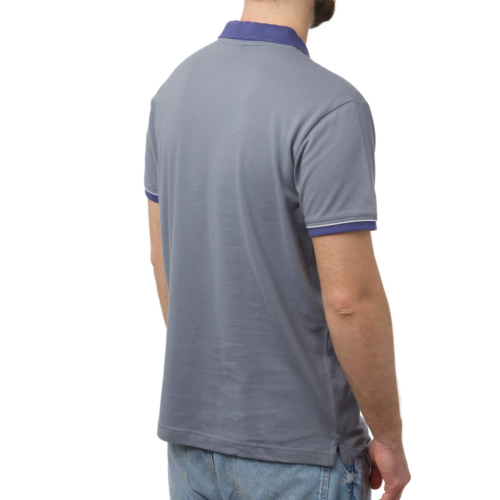 Polo grigia da uomo Lonsdale con inserti blu a contrasto e logo frontale