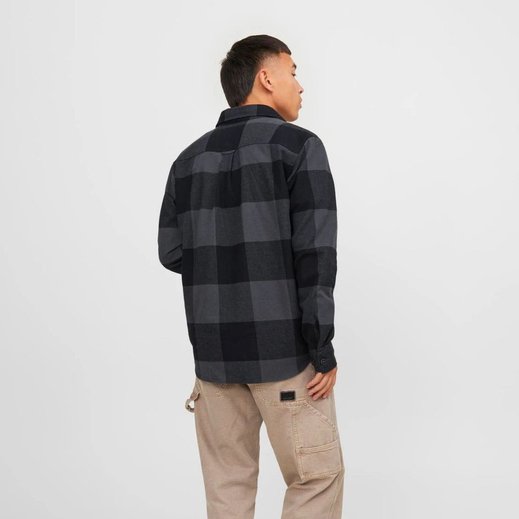 Camicia da uomo nera e grigia con bottoni Jack & Jones