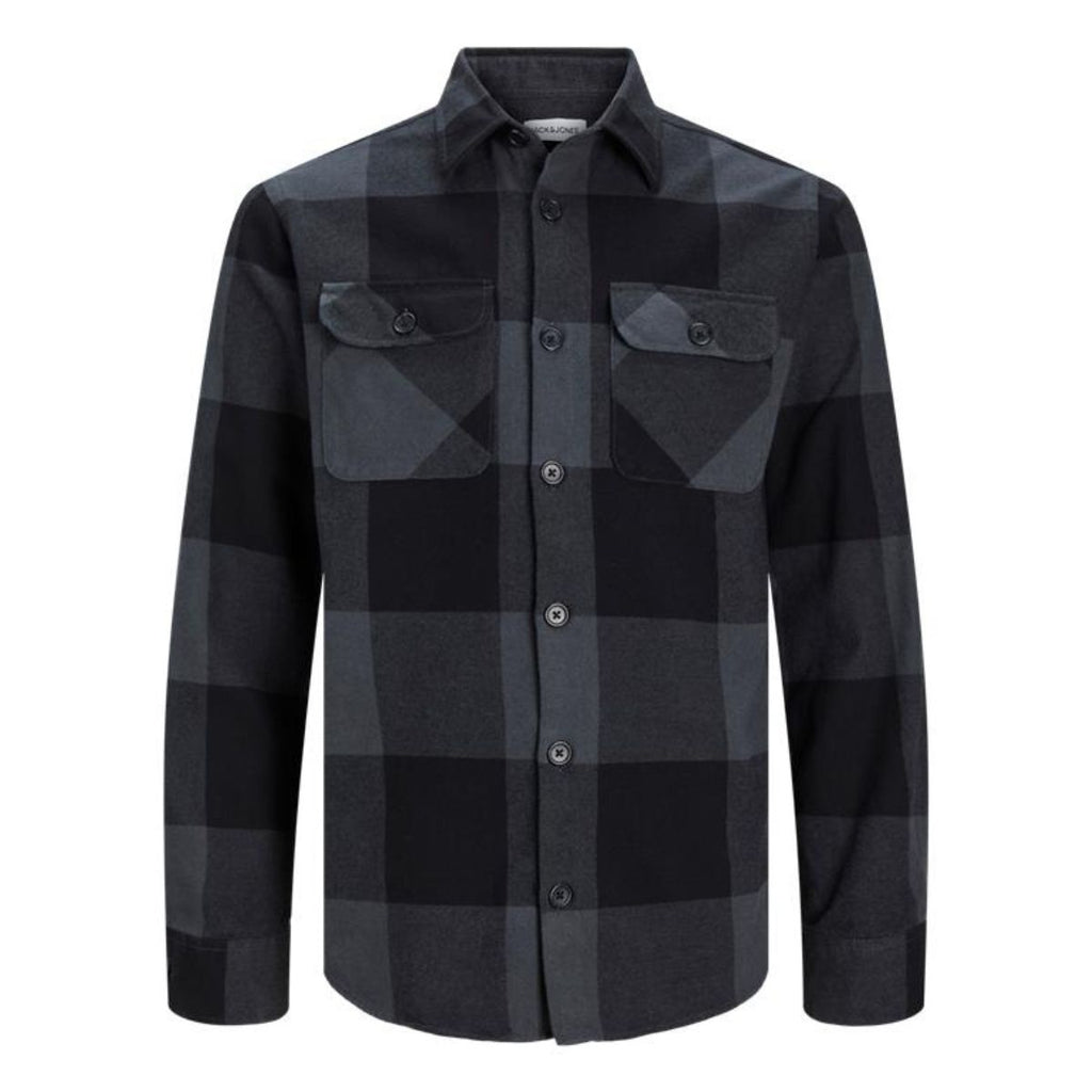 Camicia da uomo nera e grigia con bottoni Jack & Jones