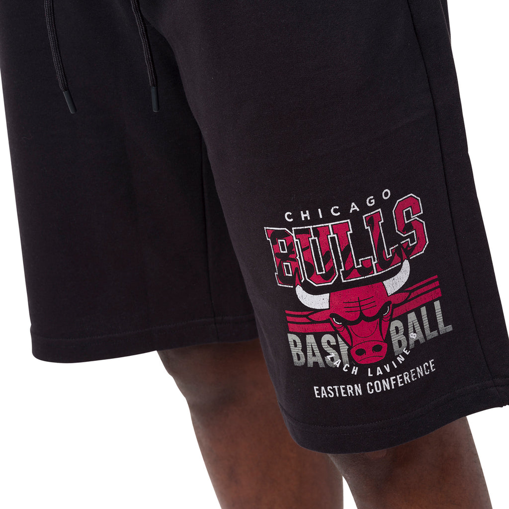 Pantaloncini corti Sportivi da Uomo neri con stampa Chicago Bulls e Zach Lavine NBA