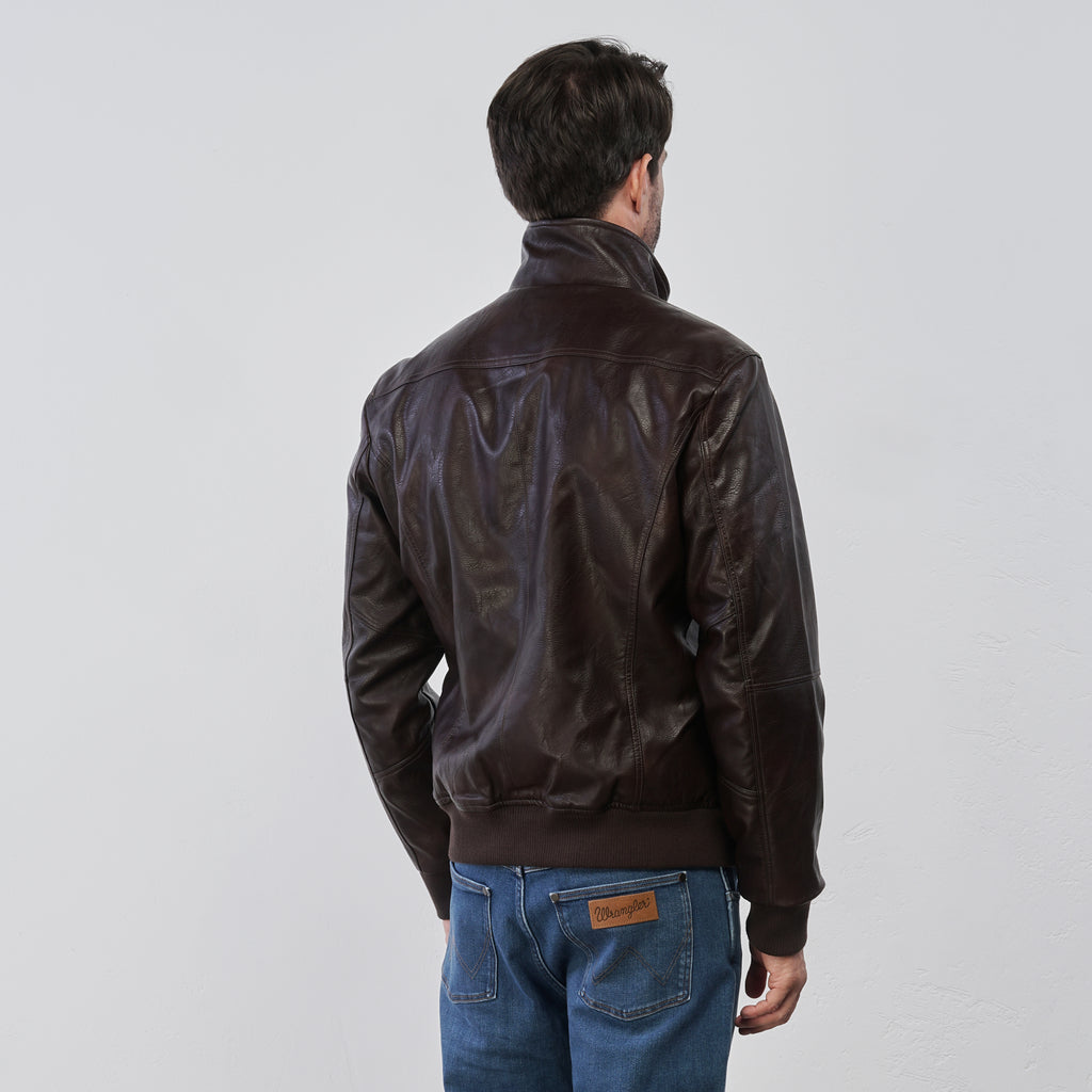 Giubbotto marrone da Uomo in similpelle con zip Statham