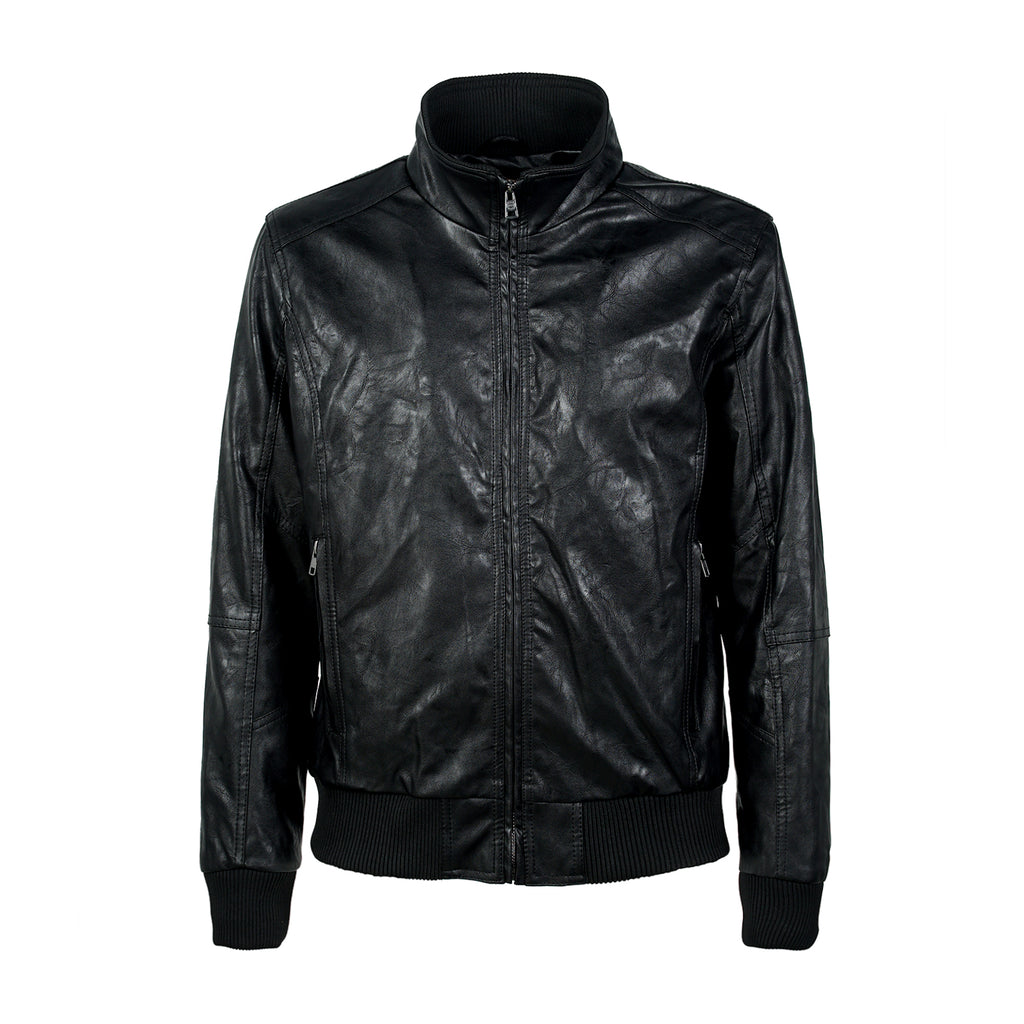 Giubbotto nero da Uomo in similpelle con zip Statham