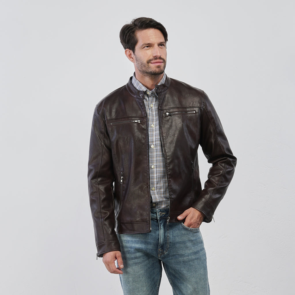 Giacca in similpelle marrone da Uomo Statham