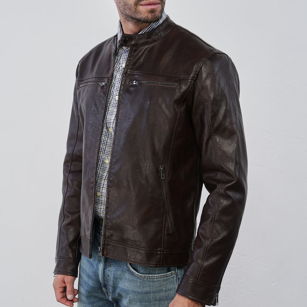 Giacca in similpelle marrone da Uomo Statham