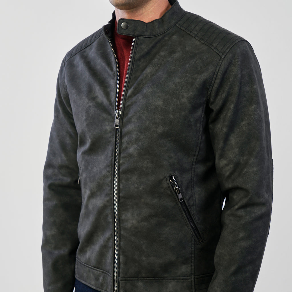 Giubbotto nero da Uomo effetto scamosciato Statham