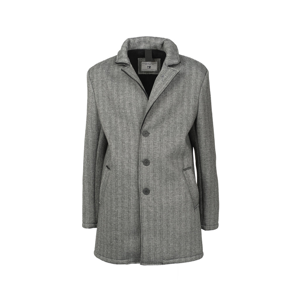 Cappotto grigio da Uomo in tessuto a spina di pesce Statham