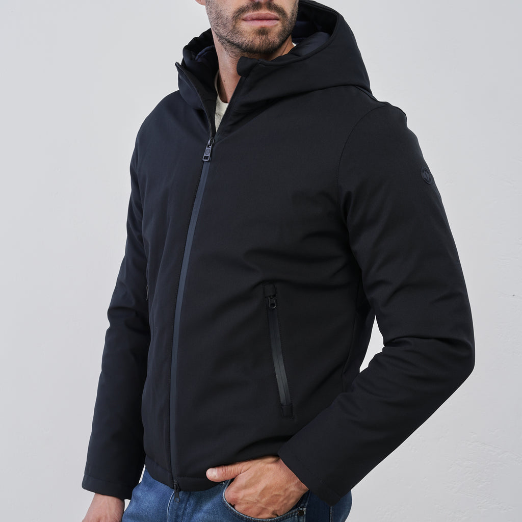 Giubbotto imbottito nero da Uomo con cappuccio Statham