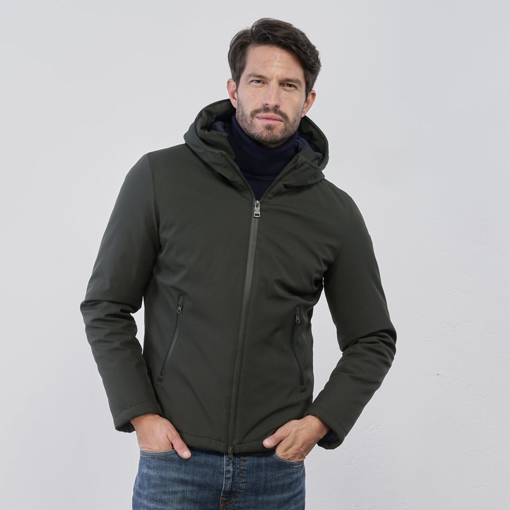 Giubbotto con cappuccio verde militare da Uomo Statham