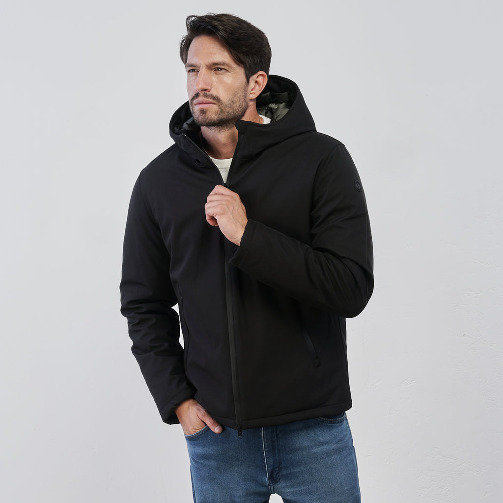 Giubbotto imbottito nero da Uomo con cappuccio