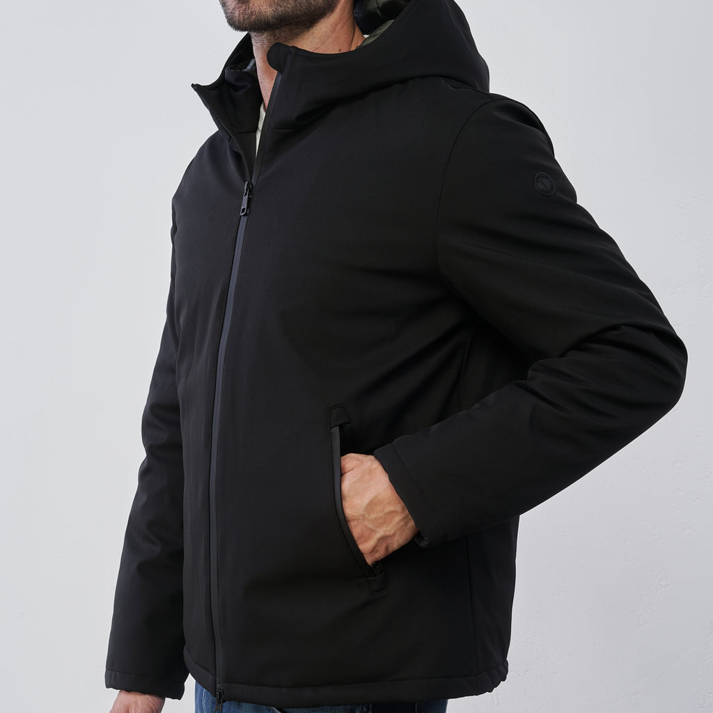 Giubbotto imbottito nero da Uomo con cappuccio