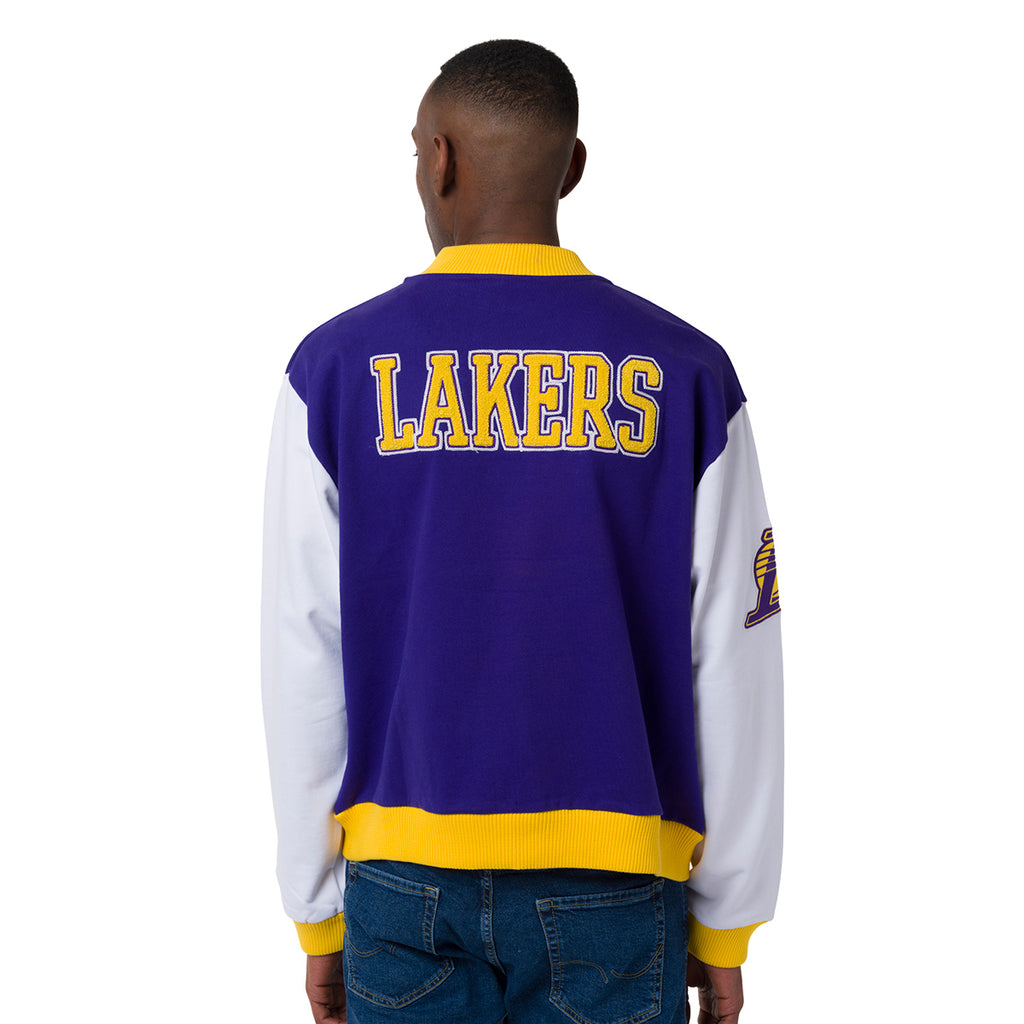 Giacca Bomber da Uomo viola giallo e bianca con ricami LA Lakers NBA