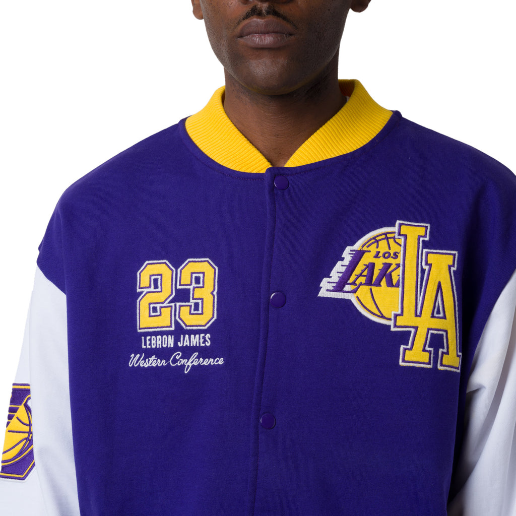 Giacca Bomber da Uomo viola giallo e bianca con ricami LA Lakers NBA
