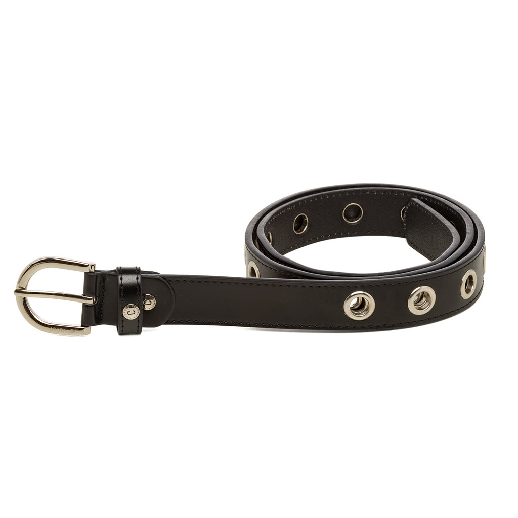 Cintura nera da donna in pelle con occhielli in metallo Coconuda