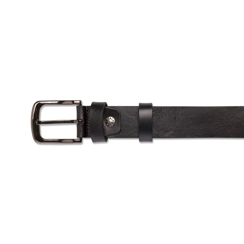 Cintura da Uomo Nera in Pelle con Fibbia Gunmetal Navigare