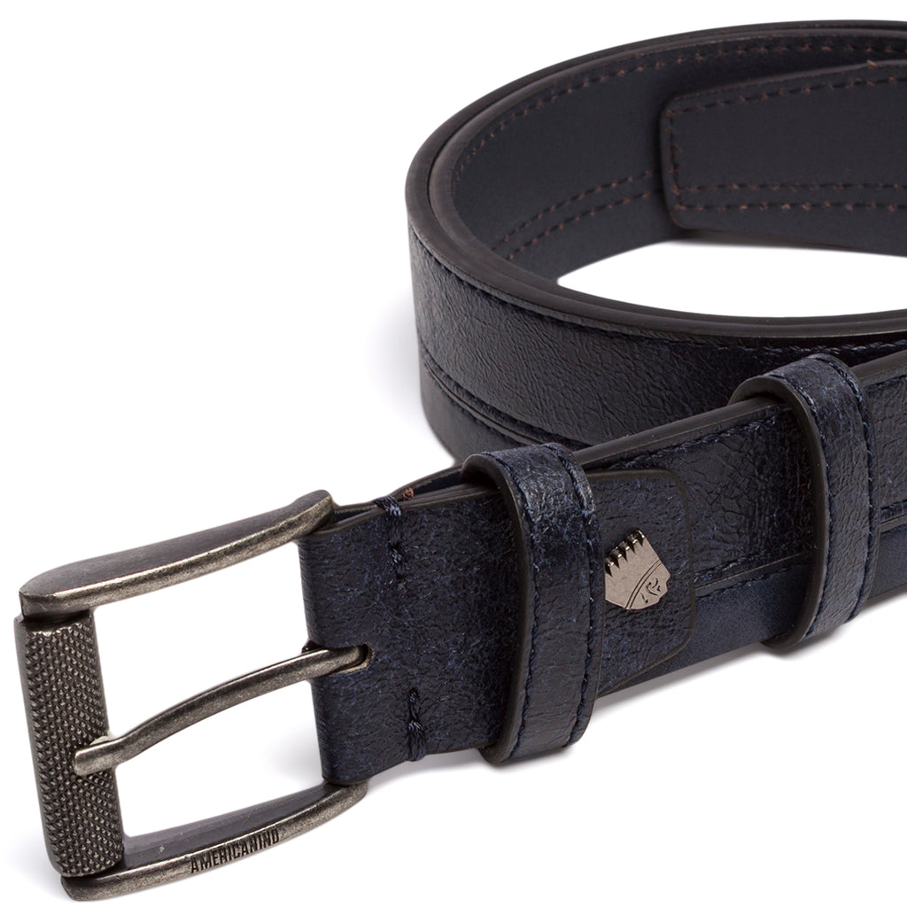 Cintura da Uomo Blu con Fibbia Rettangolare Americanino